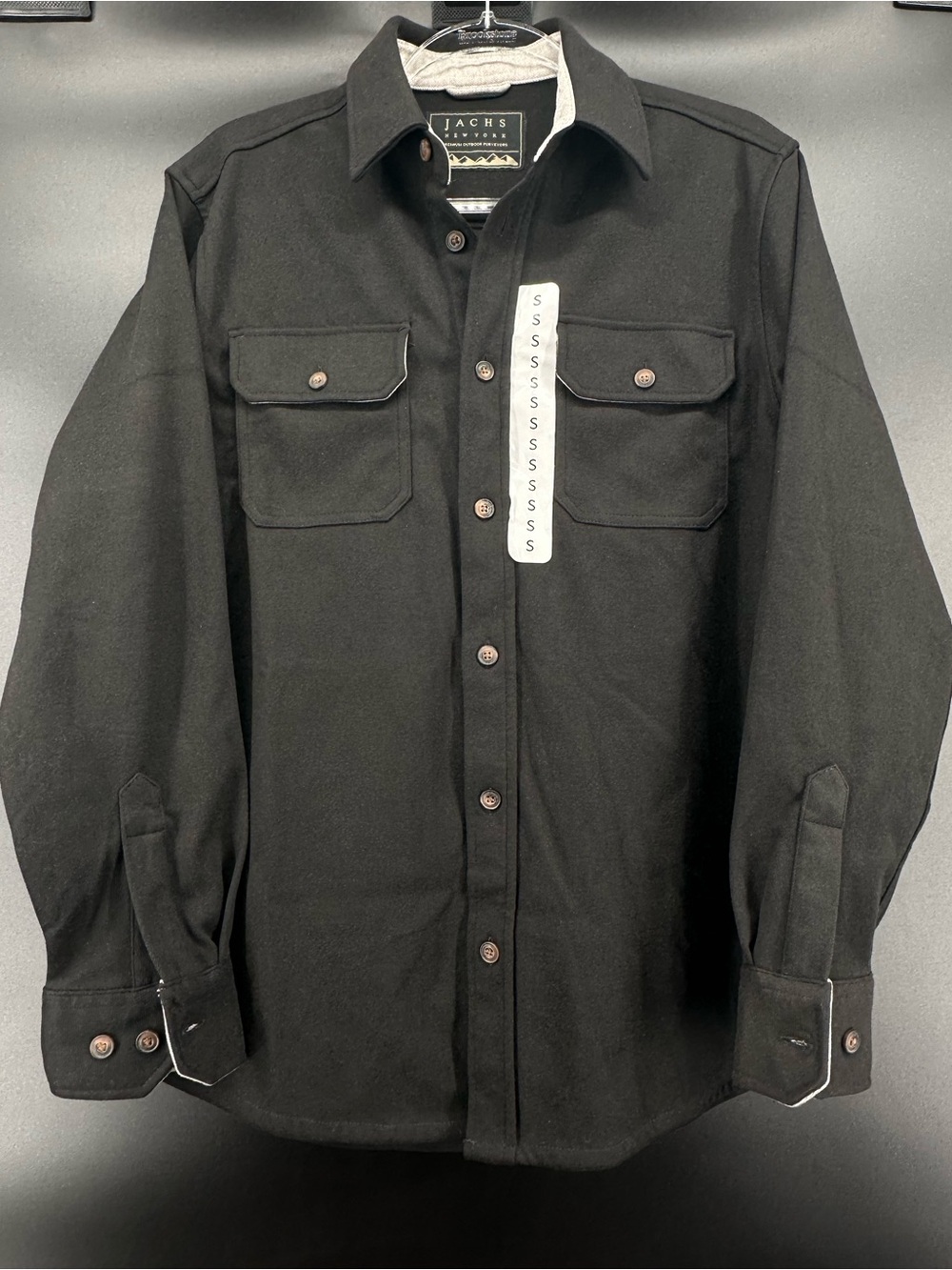 Jachs NY‎ Mens Black Stretch Flannel Shirt Jacket Shacket Size S